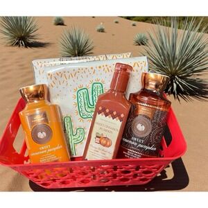 6 PC Bath & Body Works Sweet Cinnamon‎ Pumpkin Lotion Hand Soap Wash Towel Gift